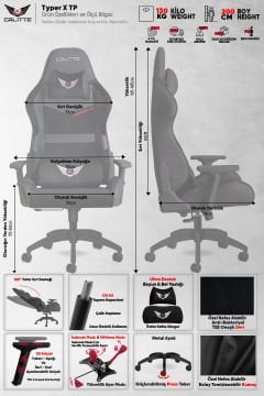 Typer-X TP Siyah Profesyonel Kumaş Oyuncu Koltuğu