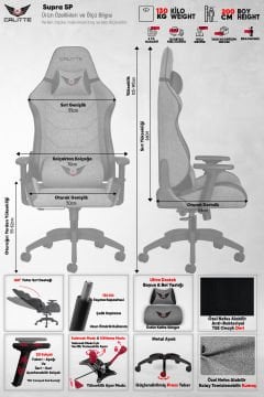 Supra SP Gri Profesyonel Kumaş Oyuncu Koltuğu