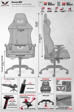 Breeze BRZ Lacivert Profesyonel Kumaş Oyuncu Koltuğu