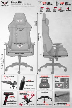 Breeze BRZ Gri Profesyonel Kumaş Oyuncu Koltuğu