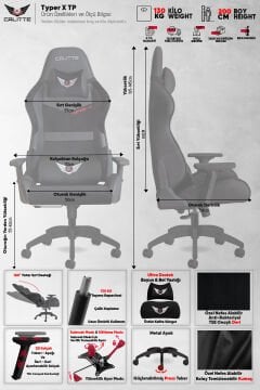Typer-X TP Aytaşı Profesyonel Kumaş Oyuncu Koltuğu